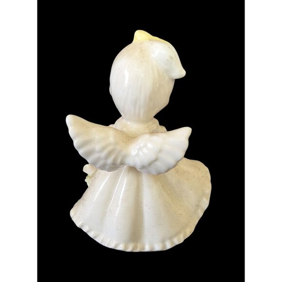 Lefton Porcelain Angel Figurine With Trumpet Gold Accents 3” White & Floral - Picture 3 of 10